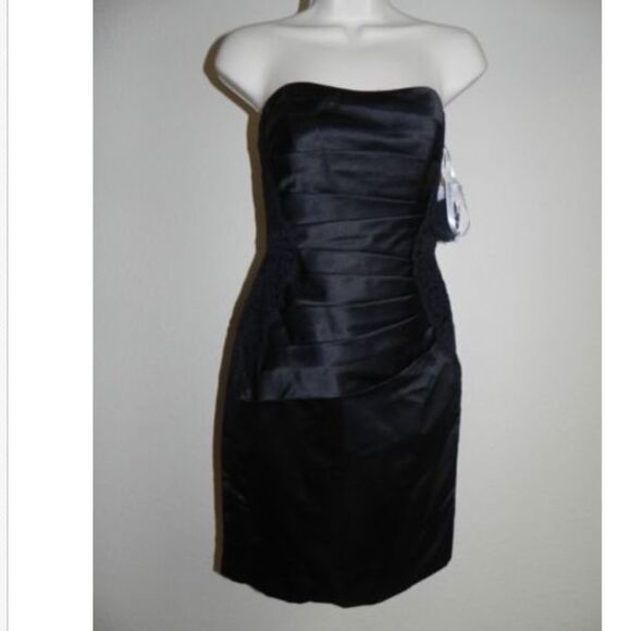 Davids Bridal Dress Size 2 Black Strapless NWT - Picture 1 of 4